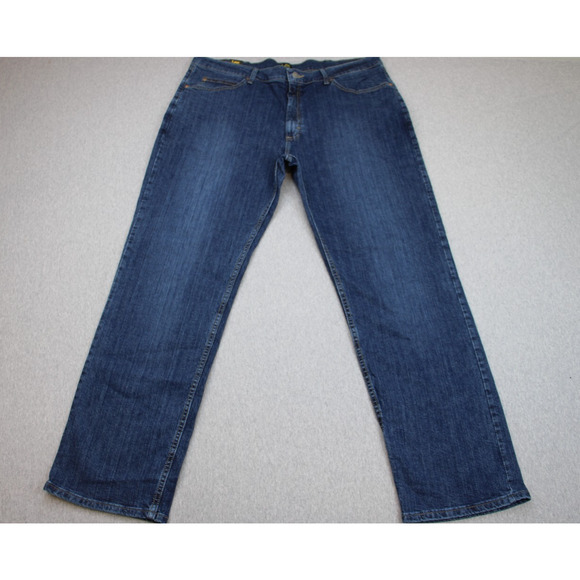 Lee Jeans Men's 40 X 32 Blue Denim Medium Wash Relaxed Fit Straight Leg Kramer